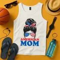 American Mom Usa Hair Bun Tank Top thumb 4