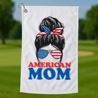 American Mom Usa Hair Bun Golf Towel thumb 1