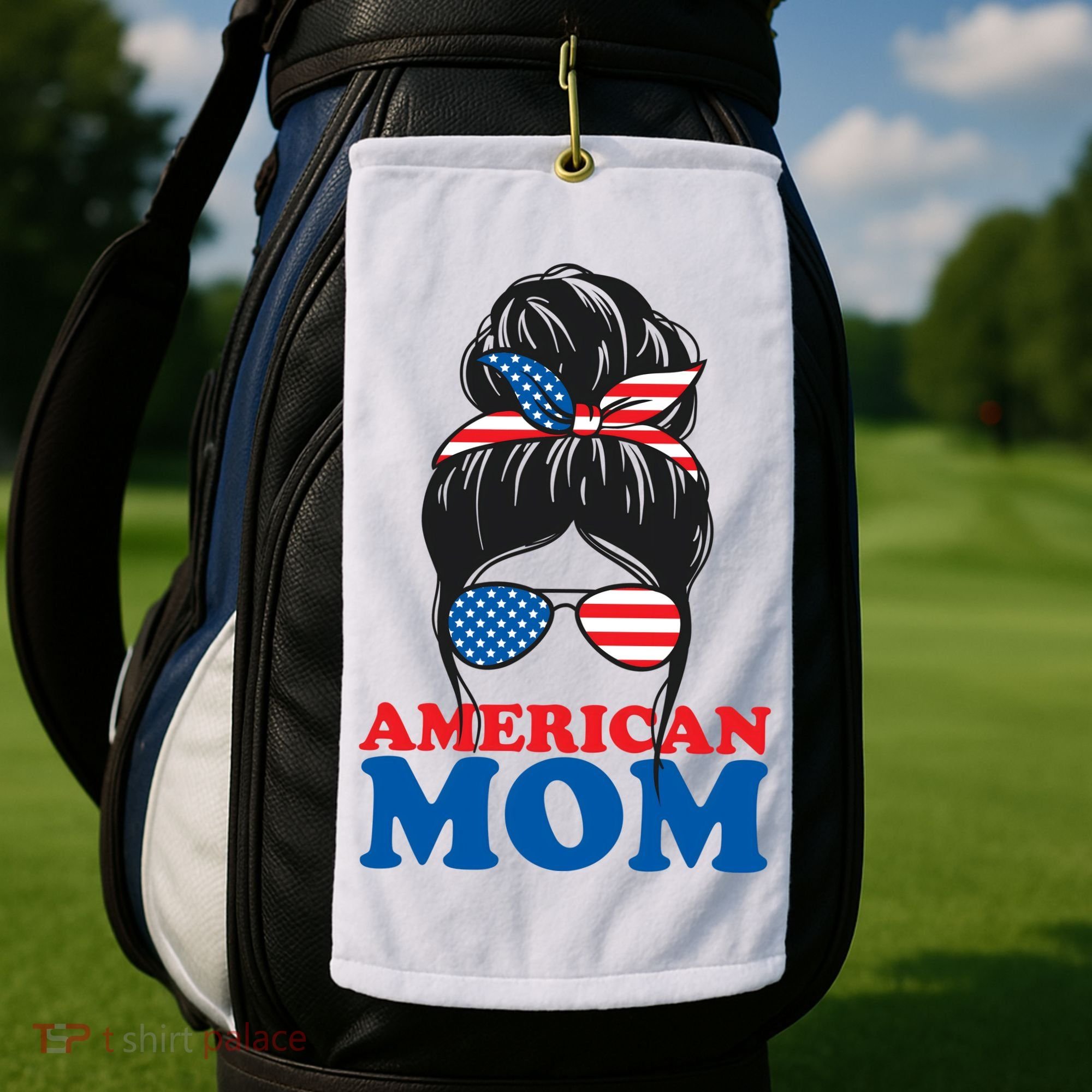 American Mom Usa Hair Bun Golf Towel