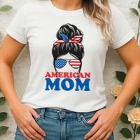 American Mom Usa Hair Bun Women's T-Shirt thumb 2