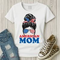 American Mom Usa Hair Bun Women's T-Shirt thumb 3