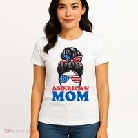American Mom Usa Hair Bun Women's T-Shirt thumb 4