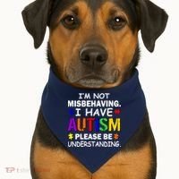 I'm Not Misbehaving I Have Autism USA-Made Doggie Bandana thumb 1