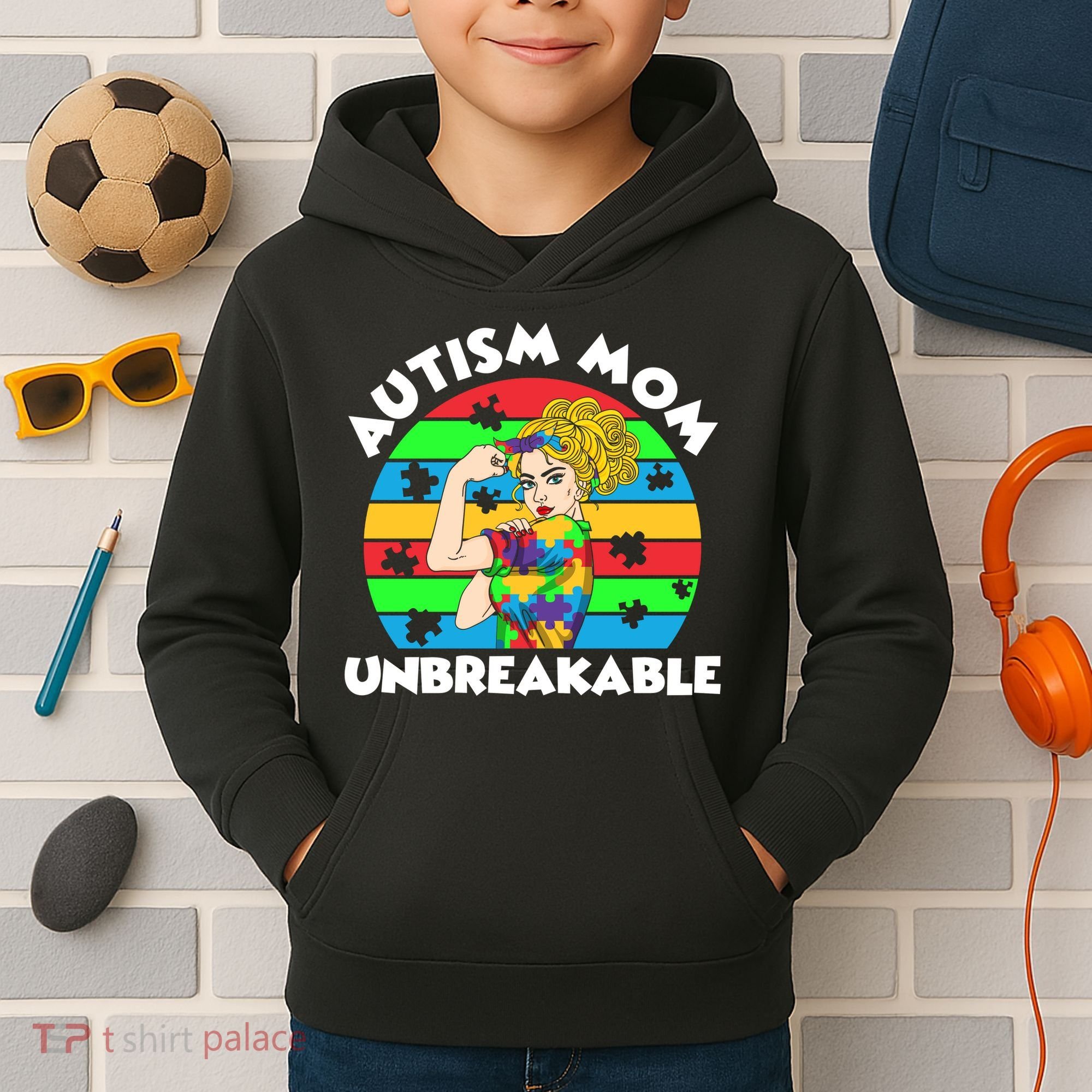 Autism Mom Unbreakable Kids Hoodie