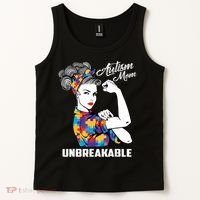 Autism Mom Unbreakable  Autism Awareness Gift  Tank Top thumb 2