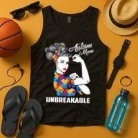 Autism Mom Unbreakable  Autism Awareness Gift  Tank Top thumb 4
