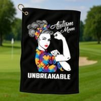 Autism Mom Unbreakable  Autism Awareness Gift  Golf Towel thumb 1
