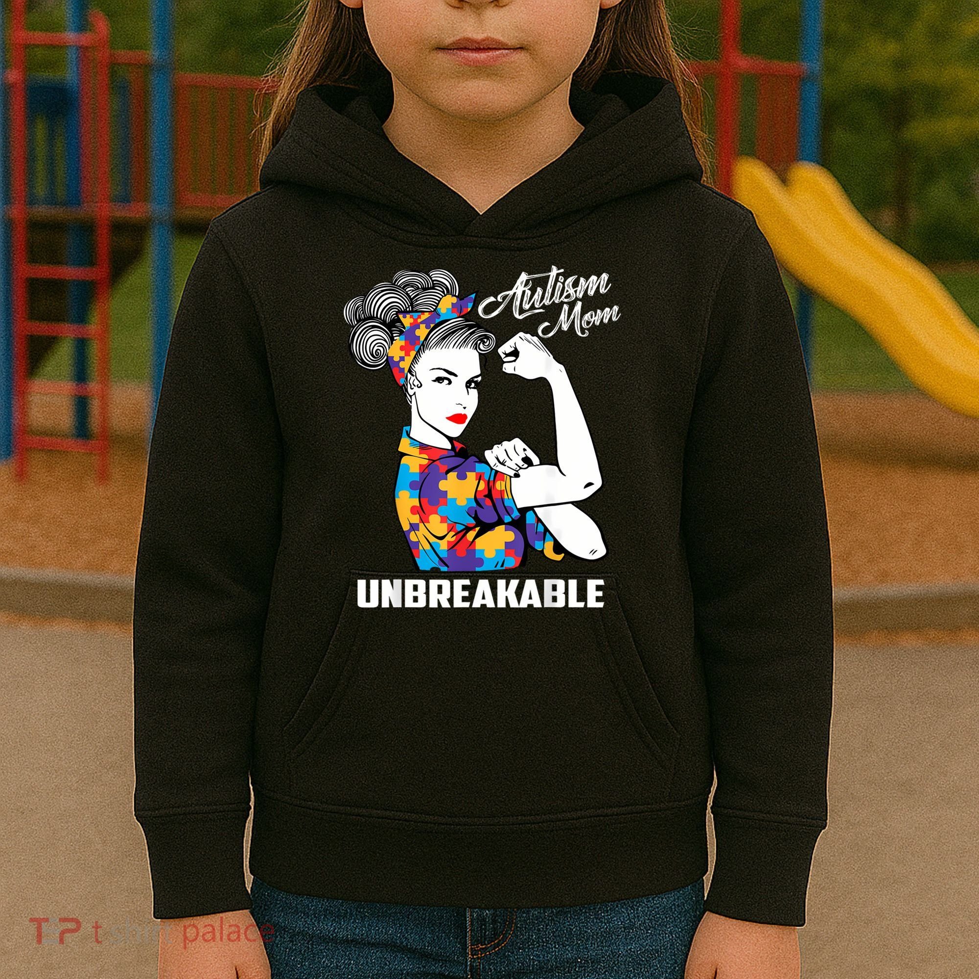 Autism Mom Unbreakable  Autism Awareness Gift  Kids Hoodie