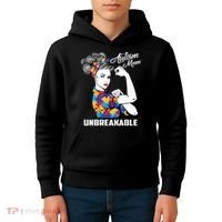 Autism Mom Unbreakable  Autism Awareness Gift  Kids Hoodie thumb 4