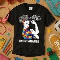 Autism Mom Unbreakable  Autism Awareness Gift  Kids T-Shirt thumb 3