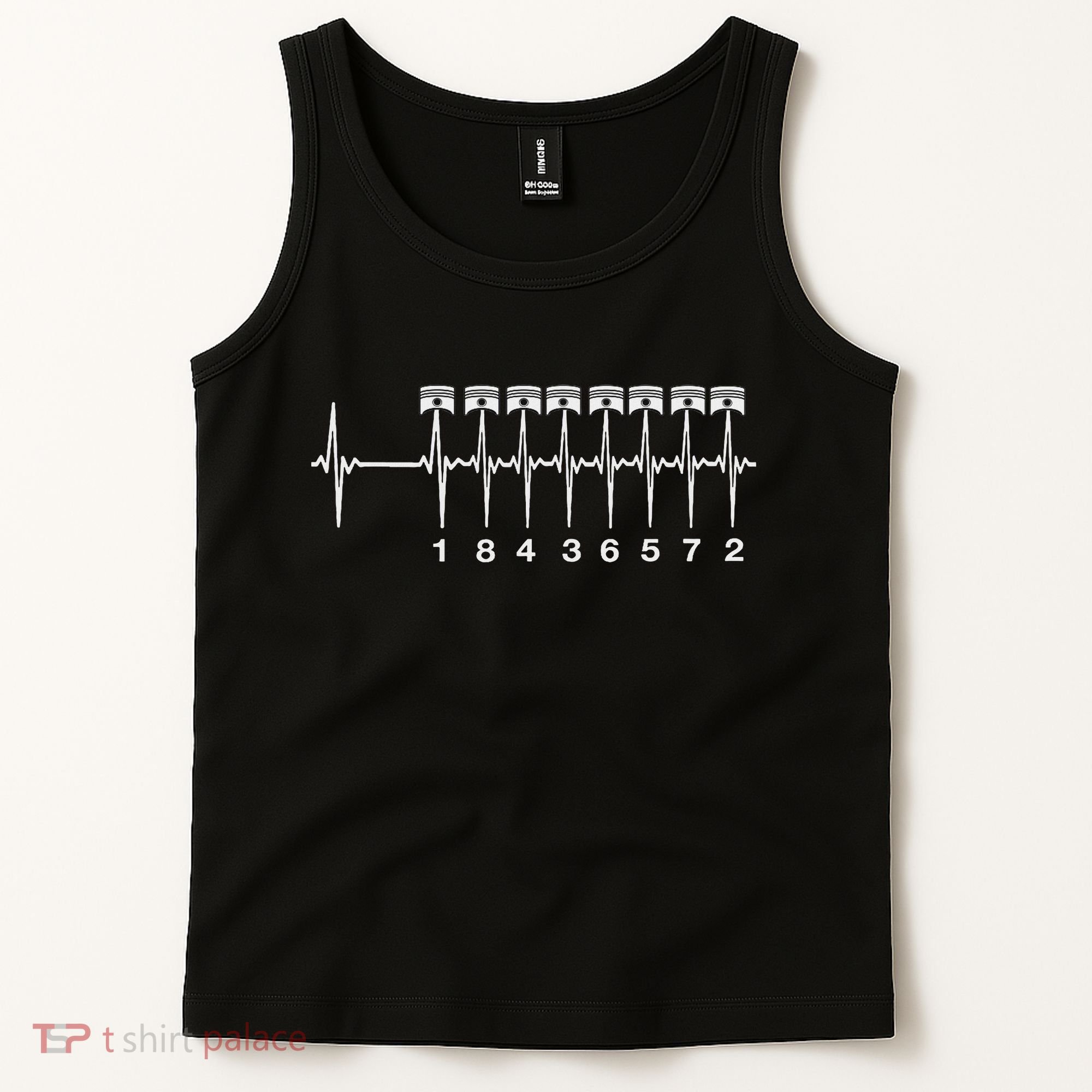 American Muscle V 8 Car Engine 18436572 Heart Beat Ecg Tank Top