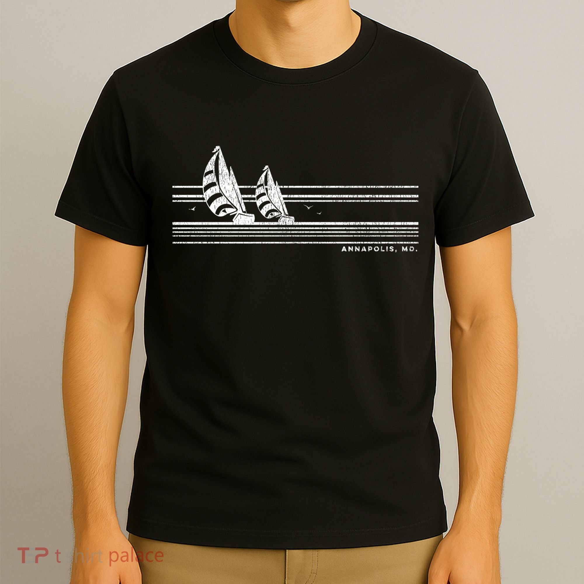Annapolis Md Vintage Sailing 70s Nautical Sailboat Gift T-Shirt