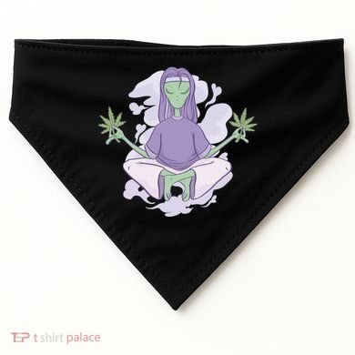 Alien Meditating Weed USA-Made Doggie Bandana