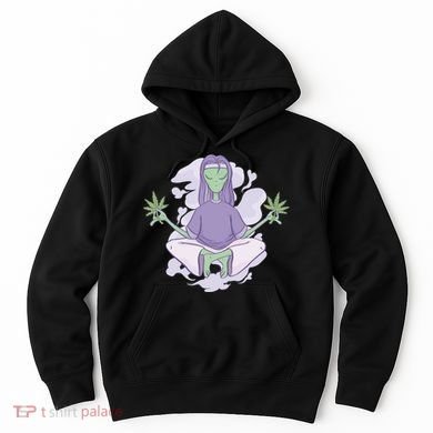 Alien Meditating Weed Hoodie
