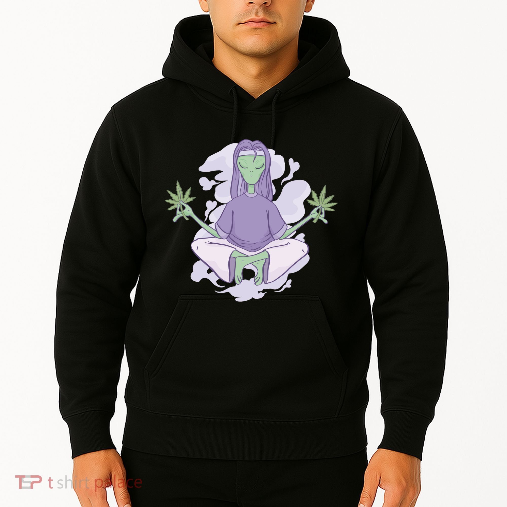 Alien Meditating Weed Hoodie