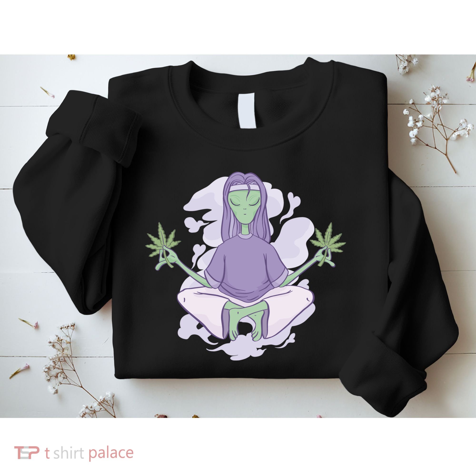 Alien Meditating Weed Sweatshirt