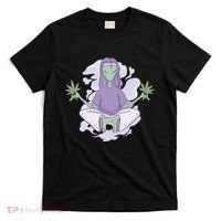 Alien Meditating Weed T-Shirt thumb 0