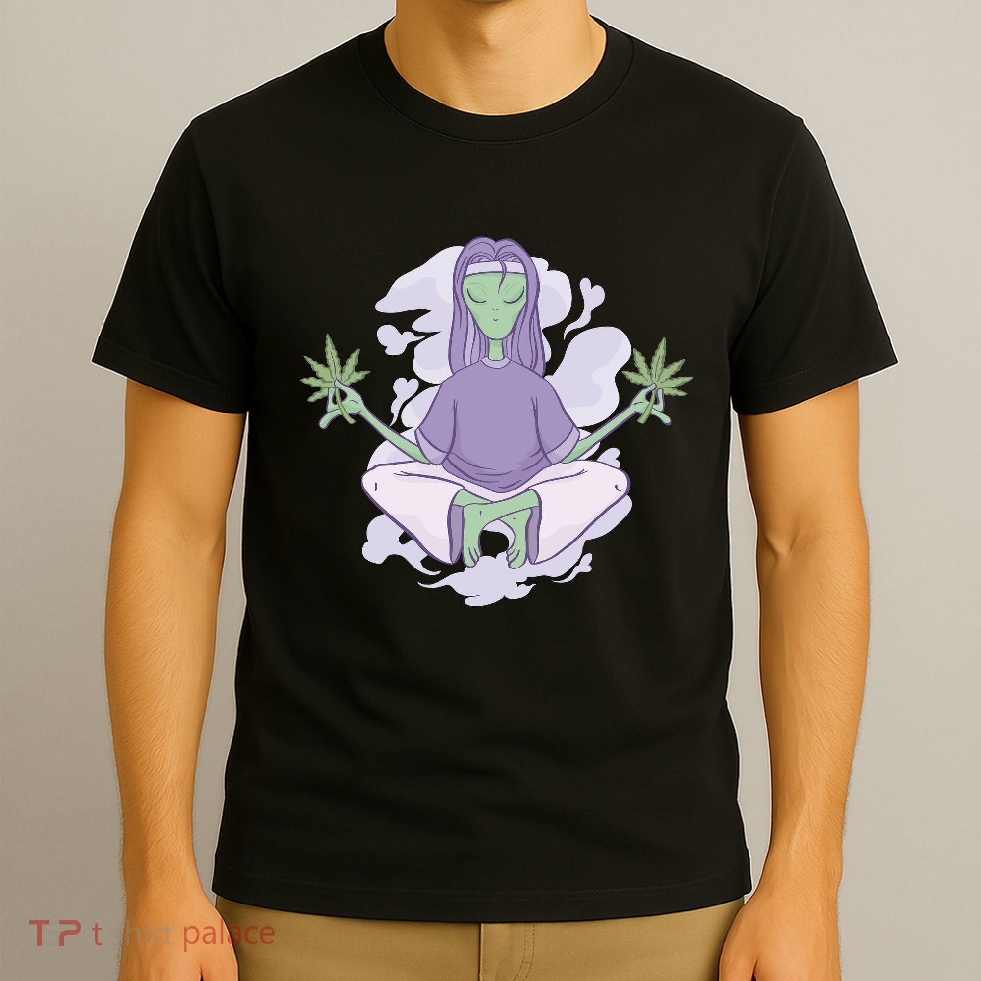 Alien Meditating Weed T-Shirt