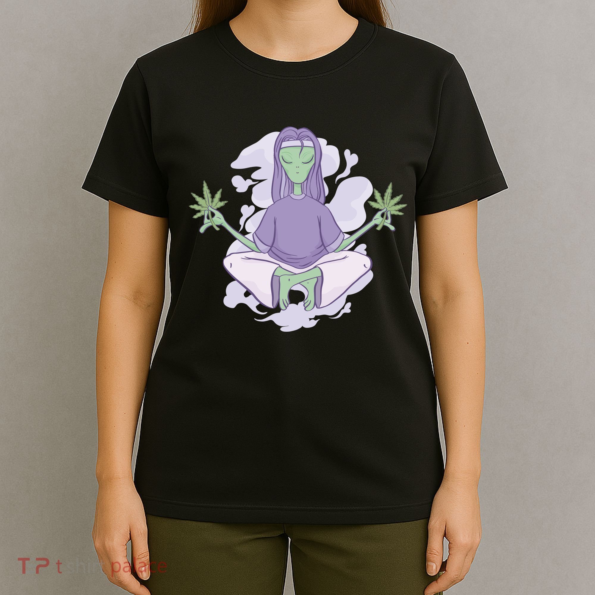 Alien Meditating Weed T-Shirt