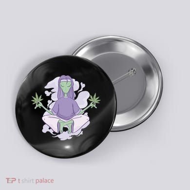 Alien Meditating Weed Button