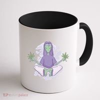 Alien Meditating Weed Coffee Mug thumb 1