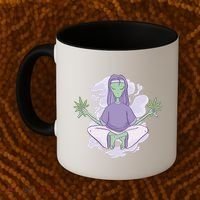 Alien Meditating Weed Coffee Mug thumb 2