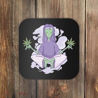 Alien Meditating Weed Coaster