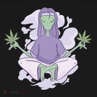 Alien Meditating Weed Polo thumb 3
