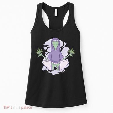 Alien Meditating Weed Women's Tank Top