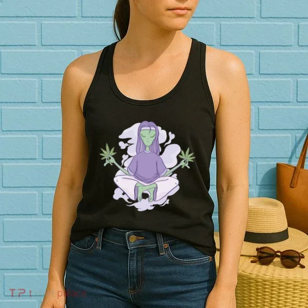 Alien Meditating Weed Women's Tank Top