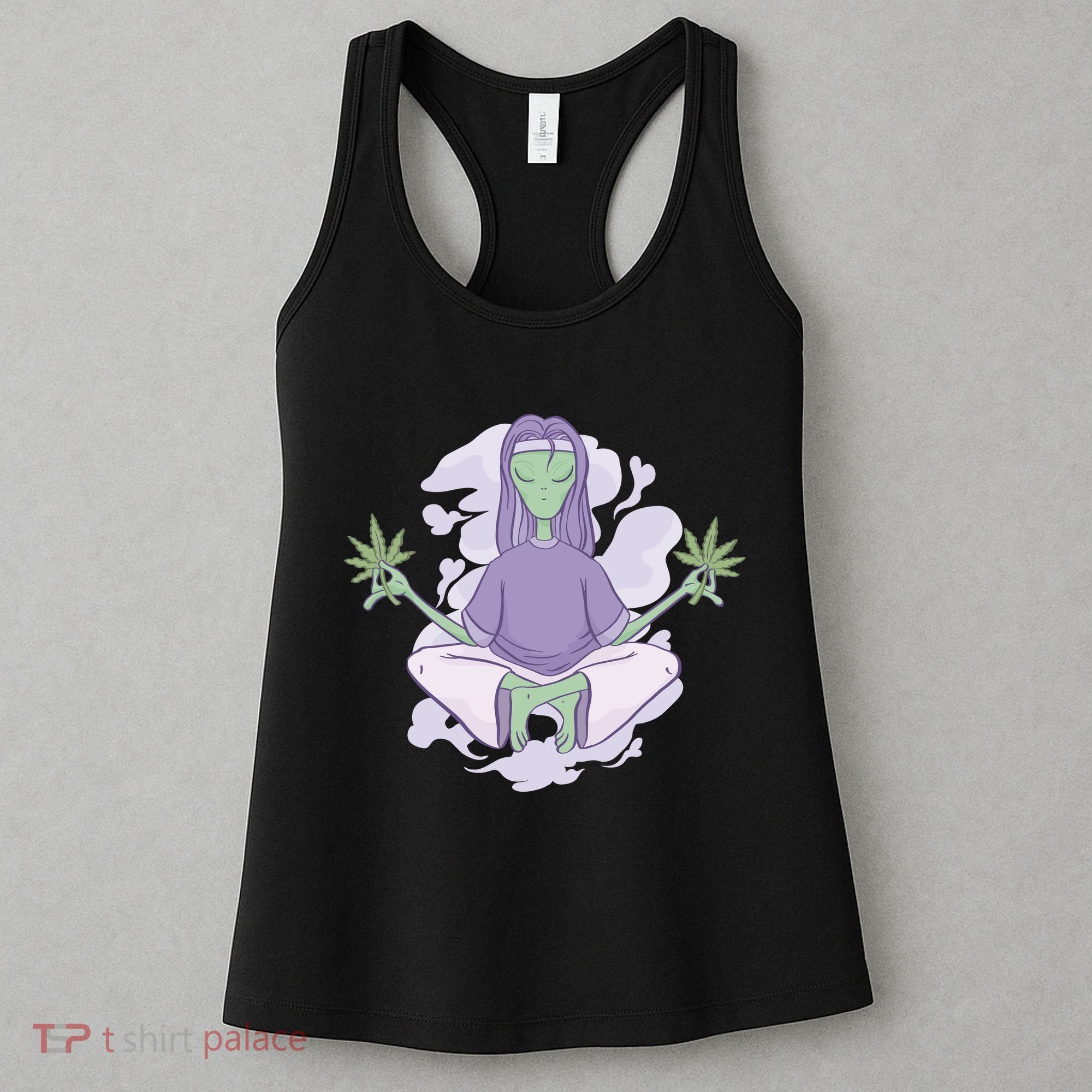 Alien Meditating Weed Women's Tank Top