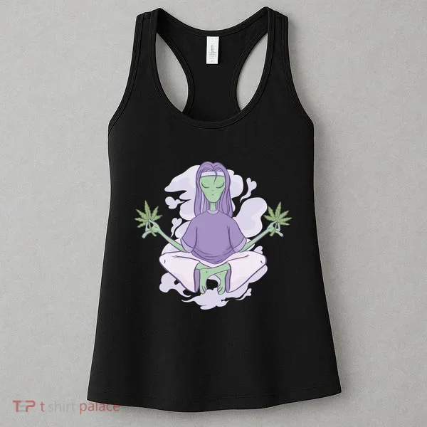 Alien Meditating Weed Women's Tank Top
