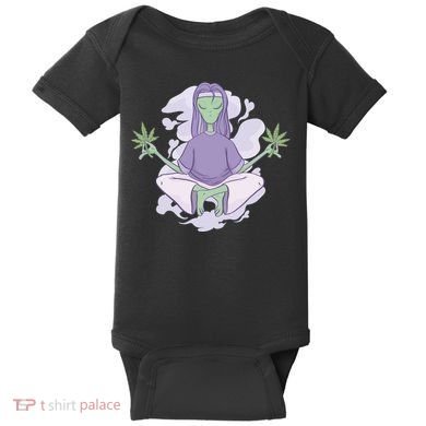 Alien Meditating Weed Baby Bodysuit