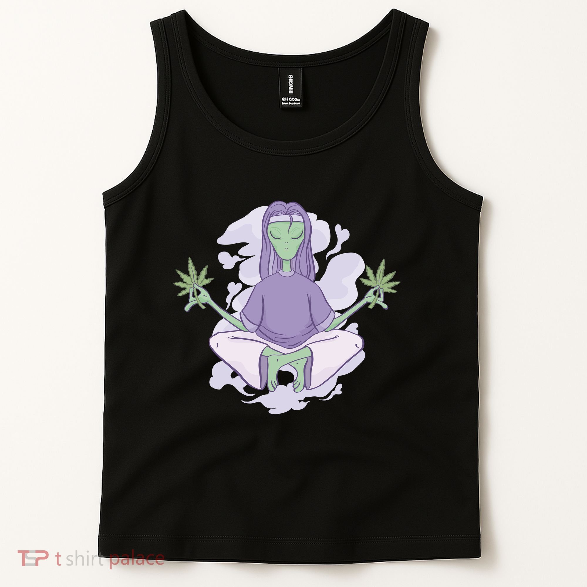 Alien Meditating Weed Tank Top