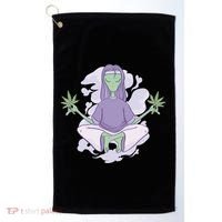 Alien Meditating Weed Golf Towel thumb 0