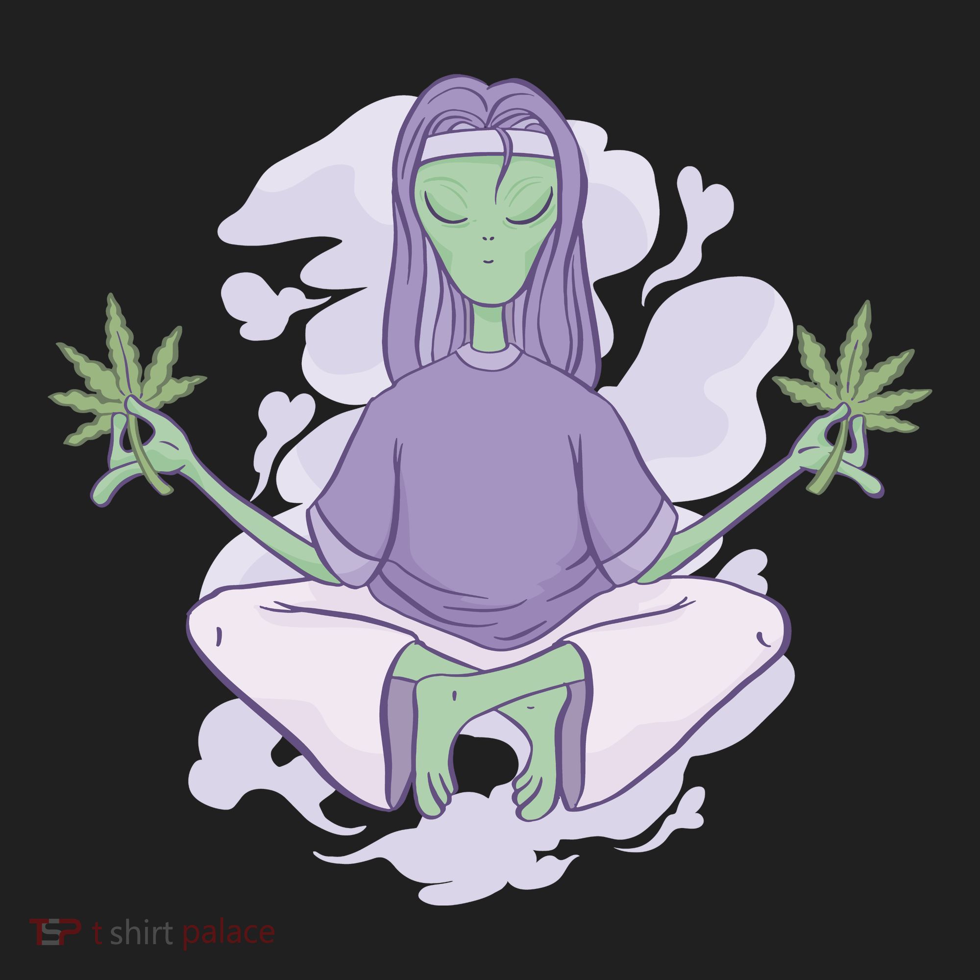 Alien Meditating Weed Golf Towel