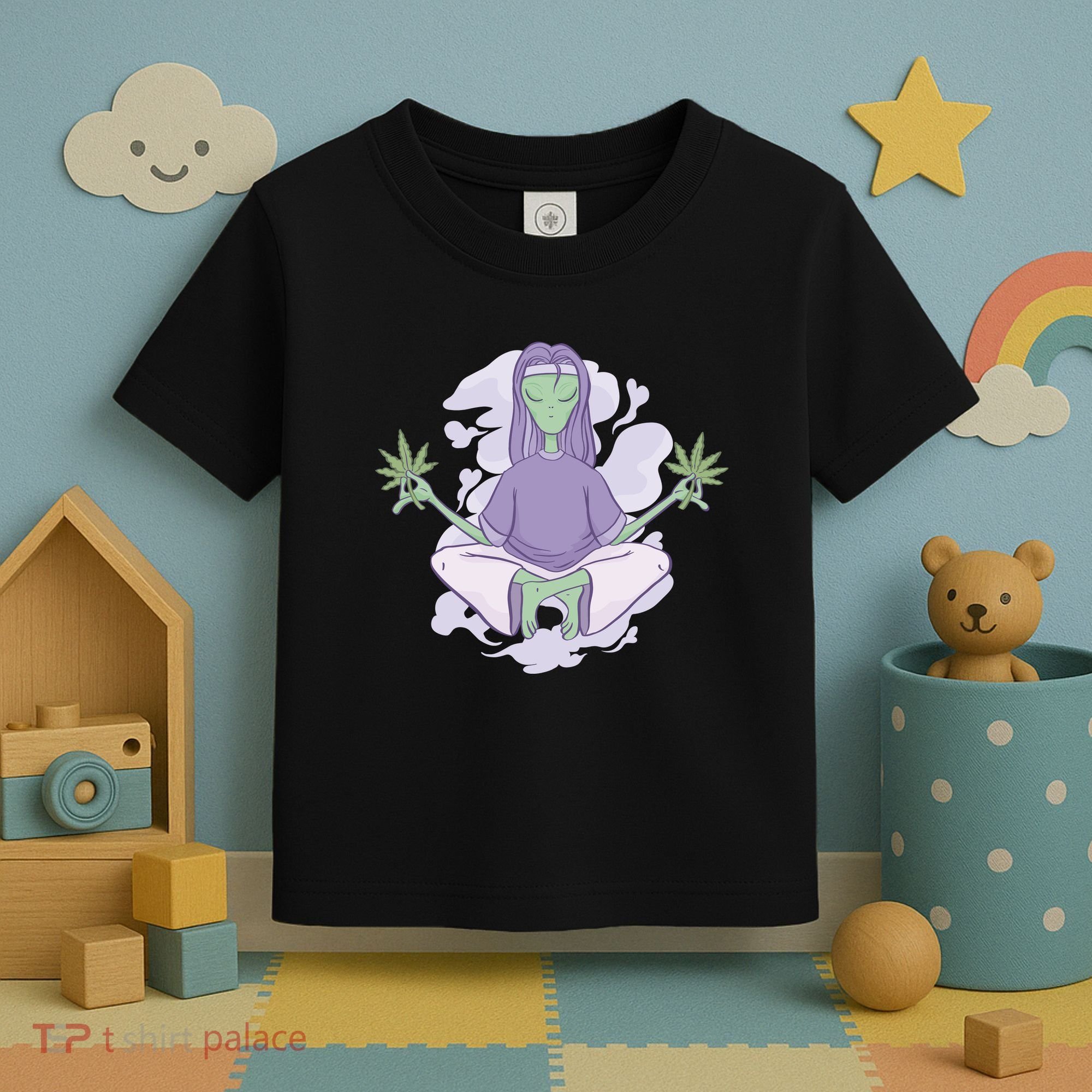 Alien Meditating Weed Toddler T-Shirt