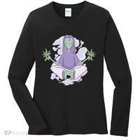 Alien Meditating Weed Women's Long Sleeve Shirt thumb 0