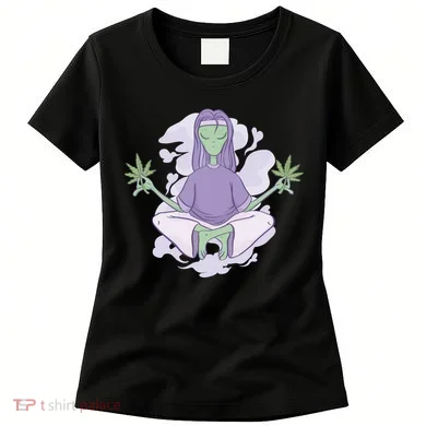 Alien Meditating Weed Women's T-Shirt