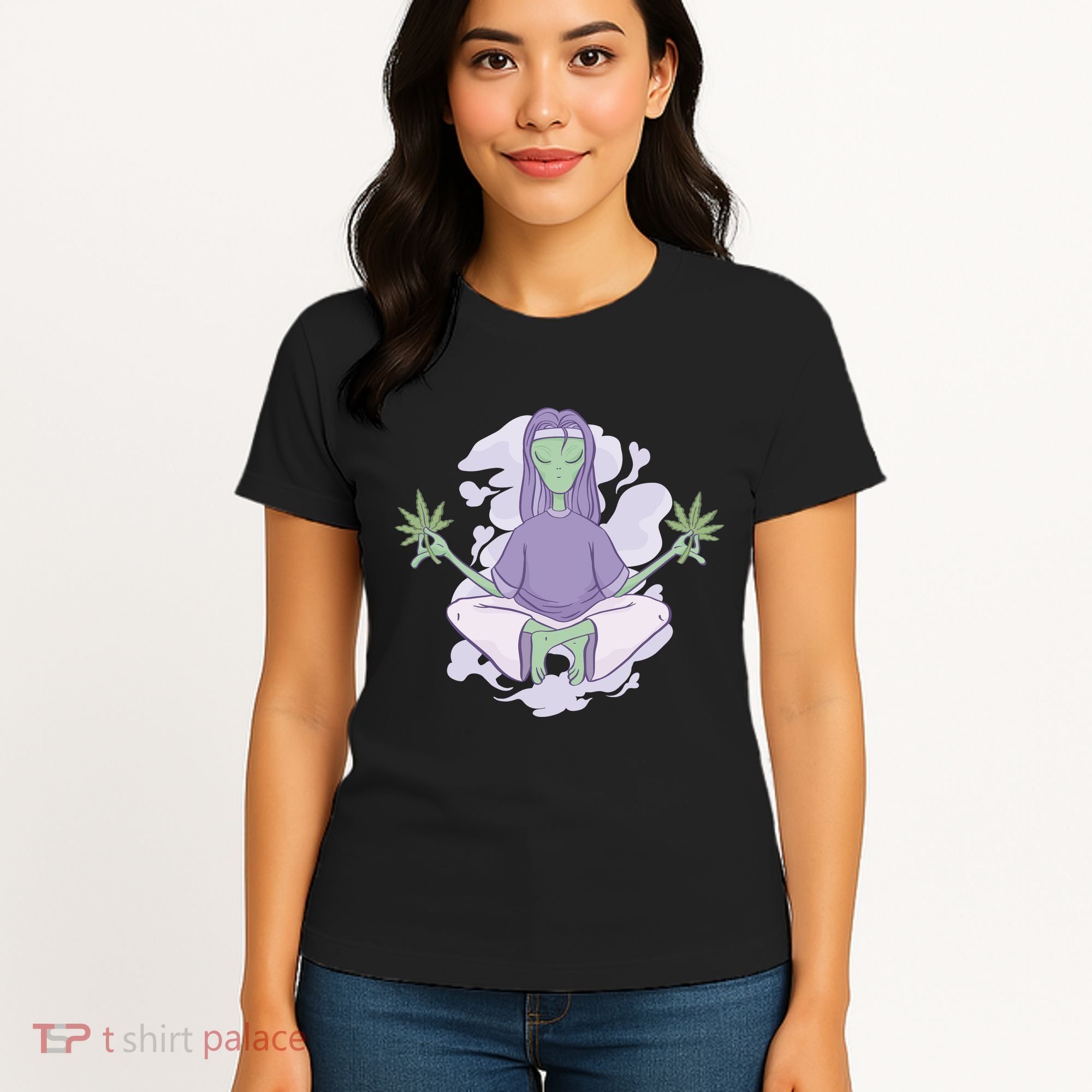 Alien Meditating Weed Women's T-Shirt