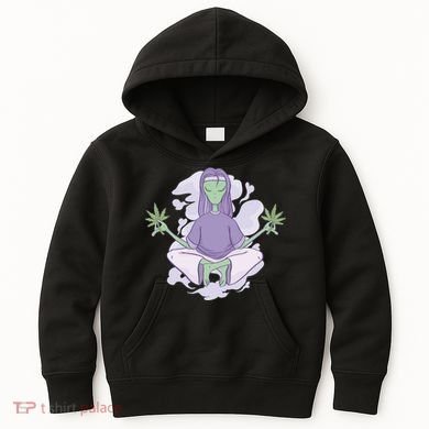 Alien Meditating Weed Kids Hoodie
