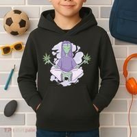 Alien Meditating Weed Kids Hoodie thumb 2