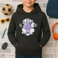 Alien Meditating Weed Kids Hoodie thumb 2