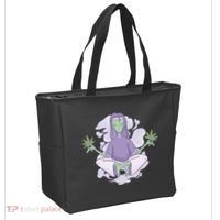 Alien Meditating Weed Tote Bag thumb 2