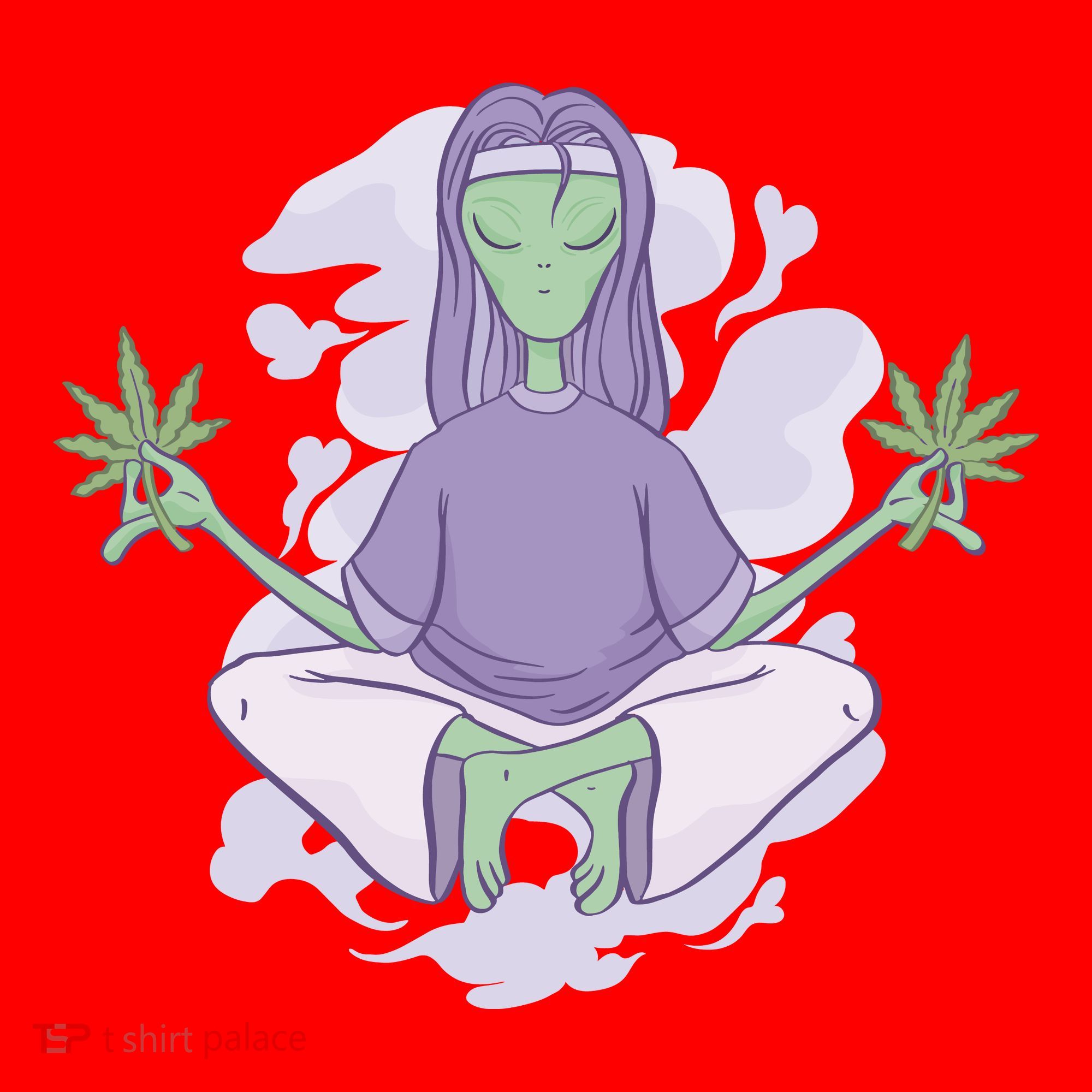 Alien Meditating Weed Santa Hat