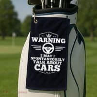 Auto Mechanic Warning I May Spontaneously Talk Cars Golf Towel thumb 2