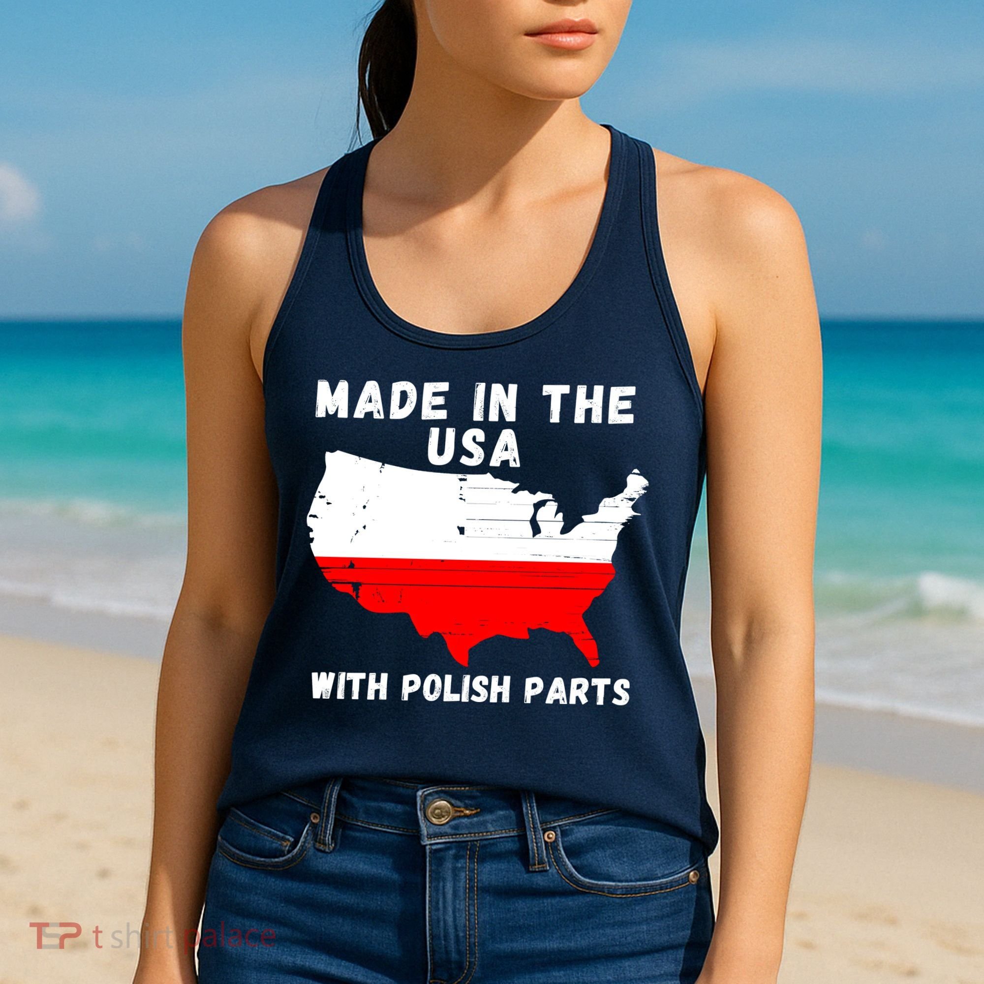 American Made With Polish Parts Polish Pride Poland USA Women's Tank Top