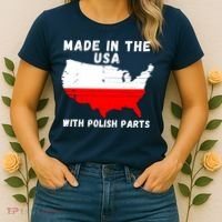 American Made With Polish Parts Polish Pride Poland USA Women's T-Shirt thumb 2
