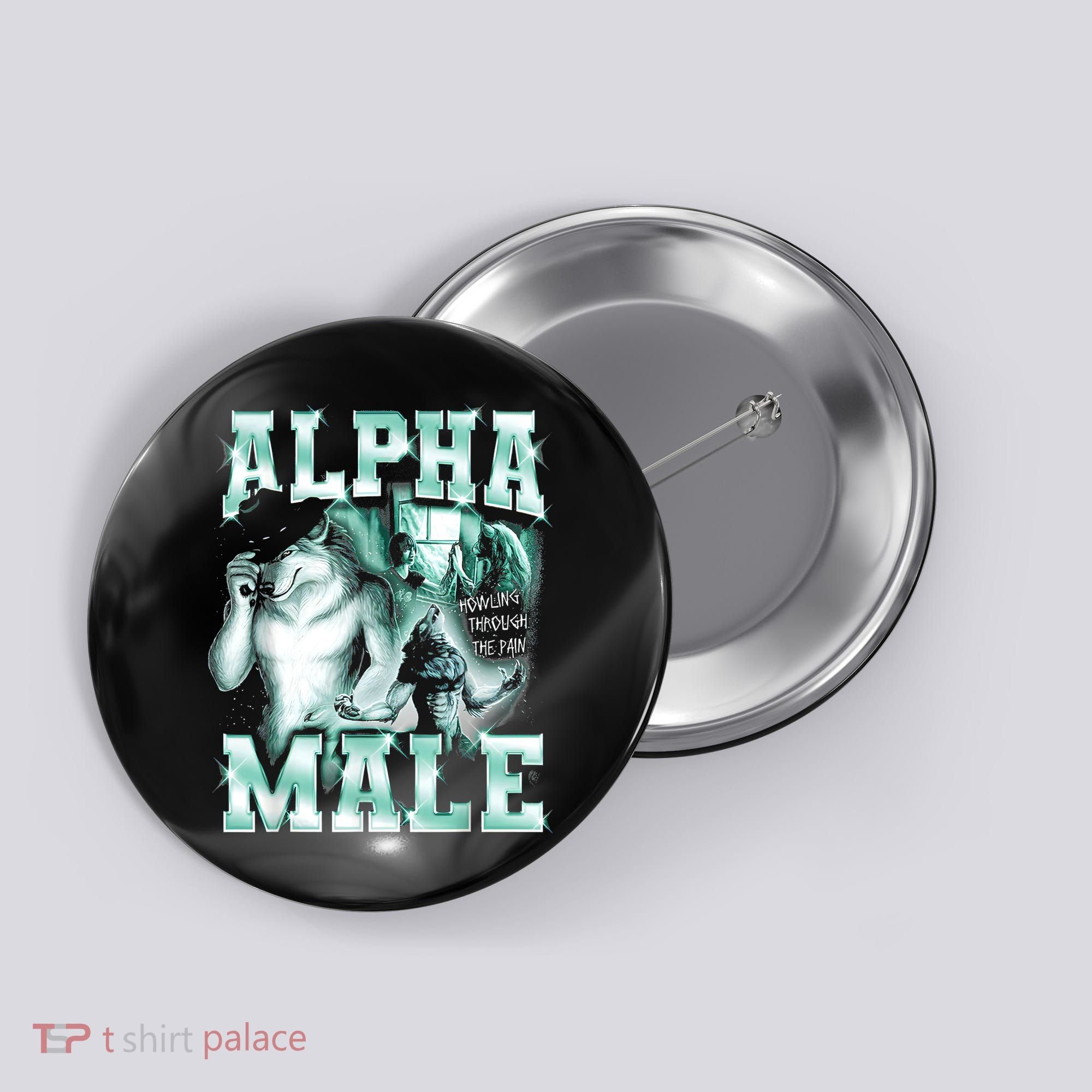 Alpha Male Wolf Meme Button