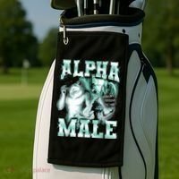 Alpha Male Wolf Meme Golf Towel thumb 2